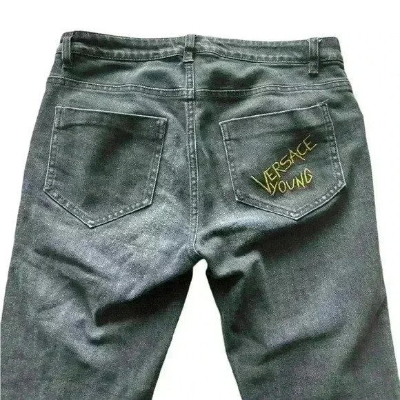 Authentic Young Versace Dark Blue Straight Leg Jeans - Picture 6 of 8